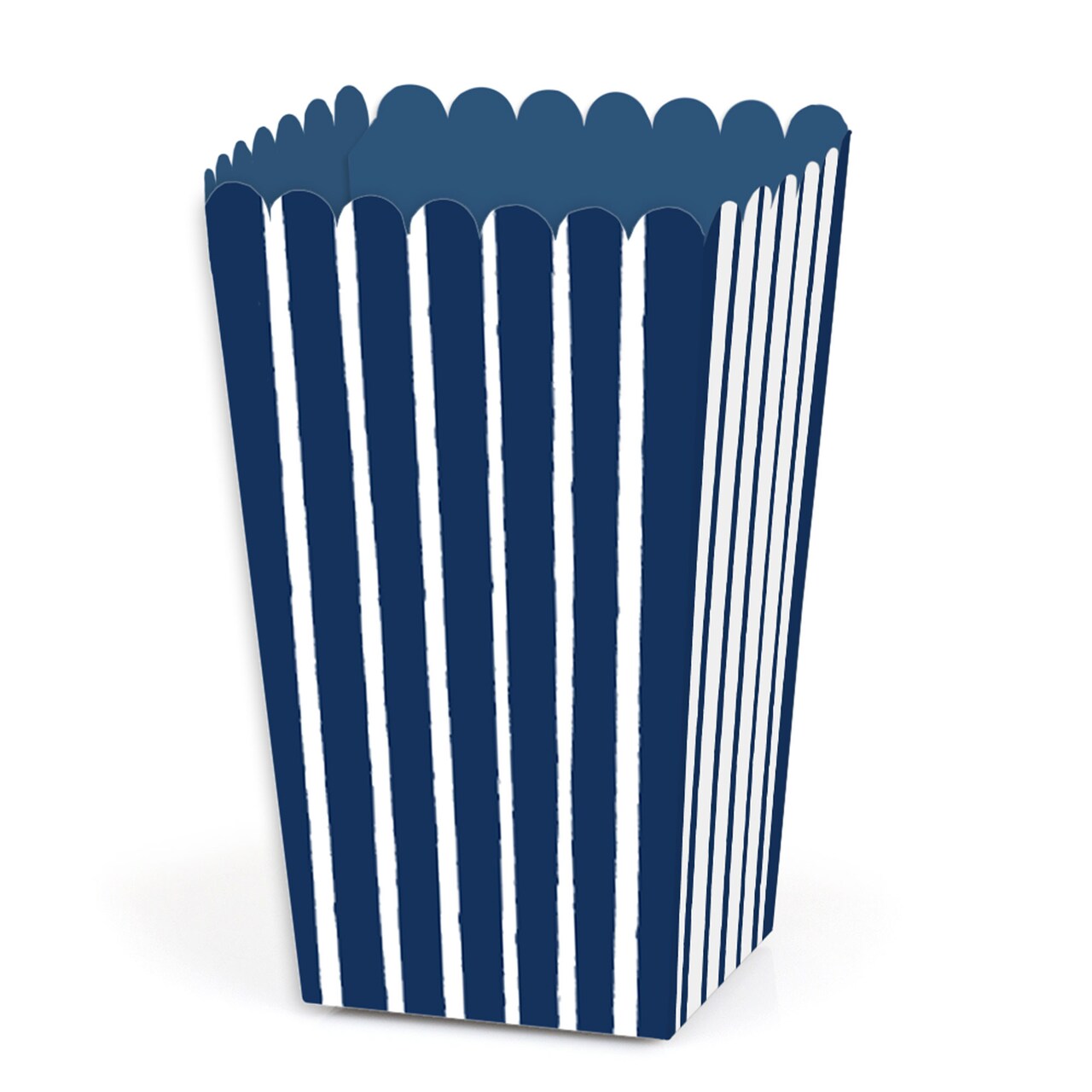 Big Dot of Happiness Navy Stripes - Simple Party Favor Popcorn Treat Boxes - Set of 12
